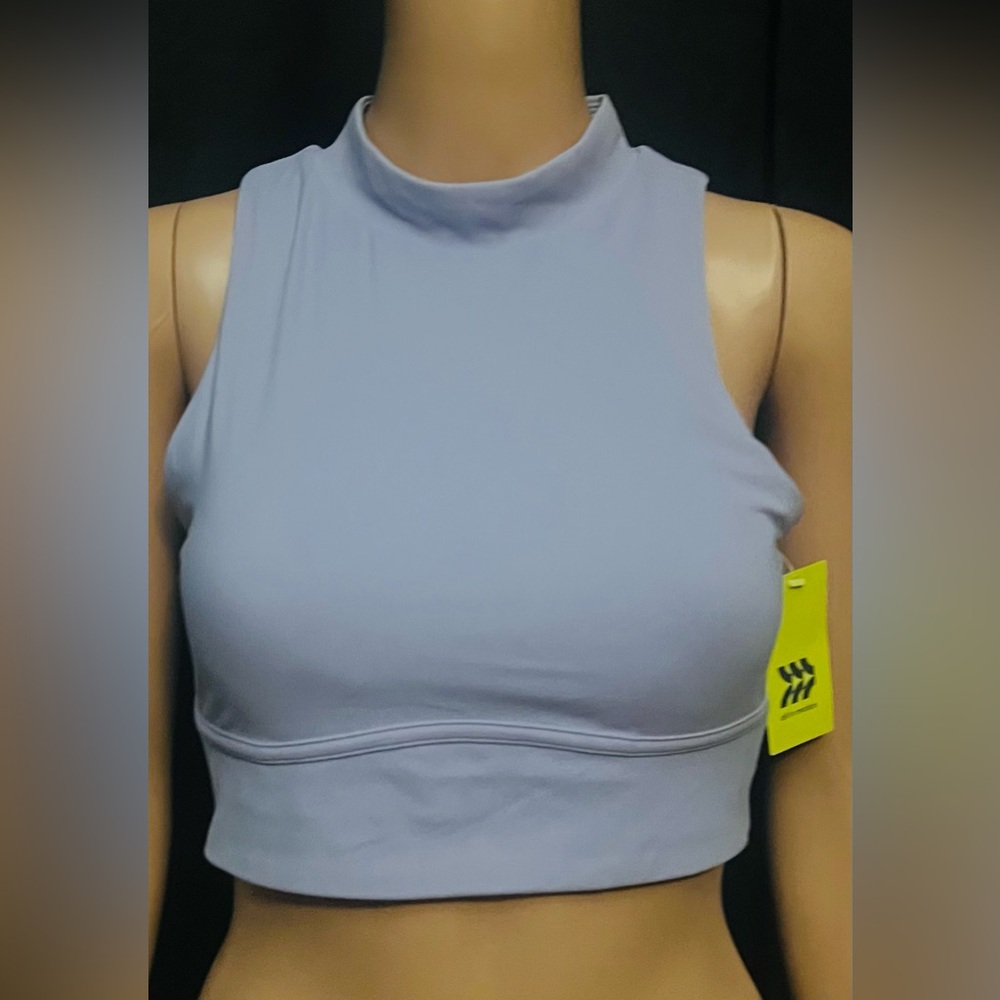 Women's High Neck Crop Tank Top - Light Lavender